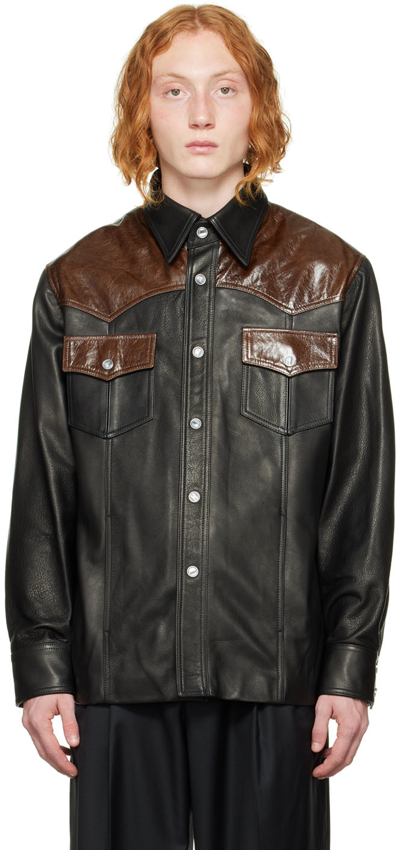 Shop Maiden Name Black Nicole Leather Jacket In Black/brown
