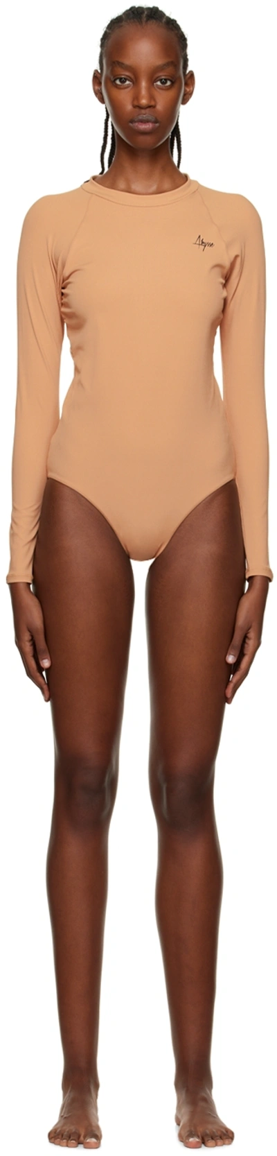 Shop Abysse Tan Ama One-piece Swimsuit In Clay