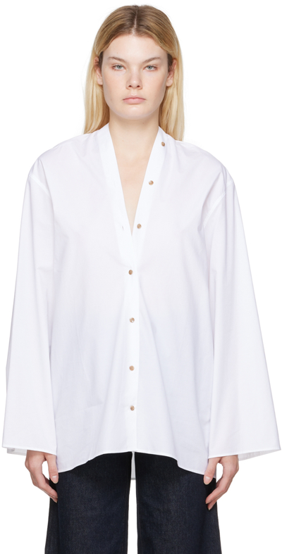 Shop Totême White V-neck Shirt In 100 White