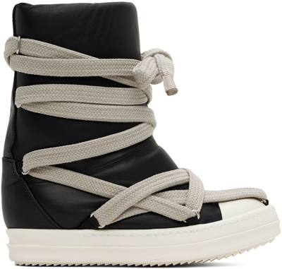 Shop Rick Owens Black Jumbo Puffer Megalaced Boots In 911 Black/milk