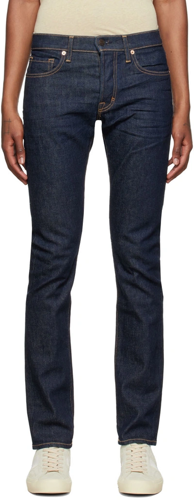 Shop Tom Ford Blue Slim-fit Jeans In B08 Indigo