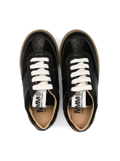 Shop Mm6 Maison Margiela Logo Low-top Sneakers In Black