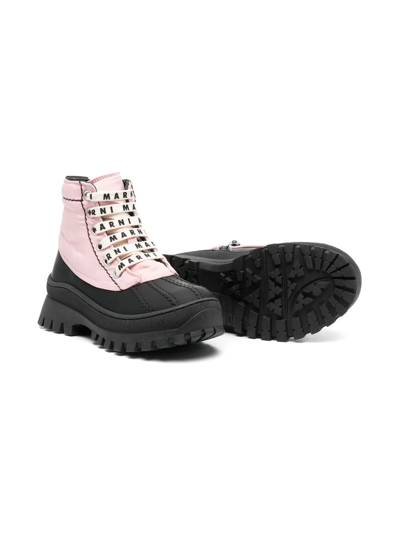 Shop Marni Logo Ankle Boots In Pink
