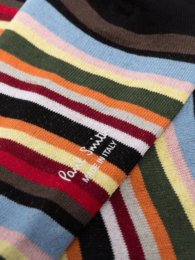 Shop Paul Smith All-over Stripe-print Socks In Black