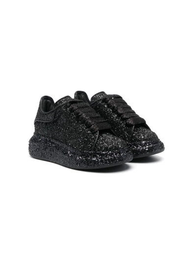 Shop Alexander Mcqueen Oversize Glitter Sneakers In Black