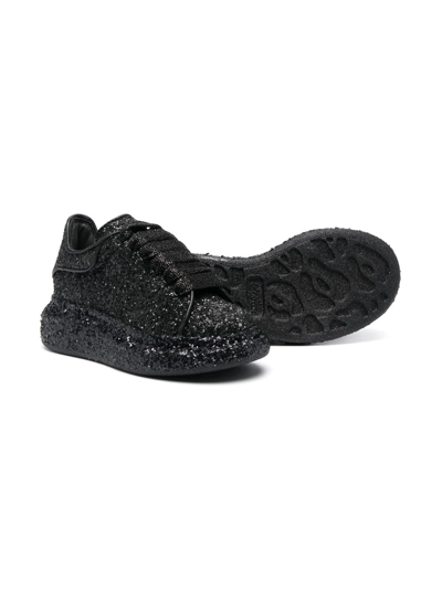 Shop Alexander Mcqueen Oversize Glitter Sneakers In Black