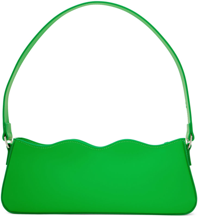 Shop Mach & Mach Green Wave Baguette Bag In Fluo Green