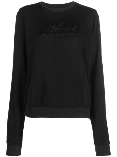 Shop Diesel Embroidered-logo Crew Neck Sweatshirt In Black