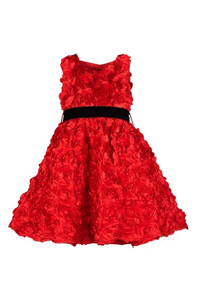 Joe-ella Little Girl's & Girl's Textured Rose Satin Dress In Red