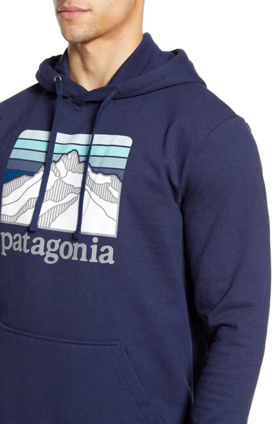 Shop Patagonia Line Ridge Logo Graphic Hoodie In Classic Navy