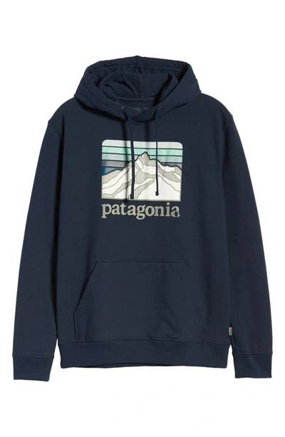Shop Patagonia Line Ridge Logo Graphic Hoodie In Classic Navy