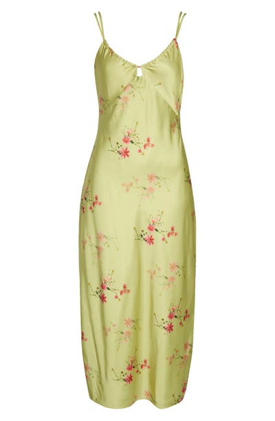 Shop Allsaints Mae Solanio Slipdress In Chartreuse Yellow