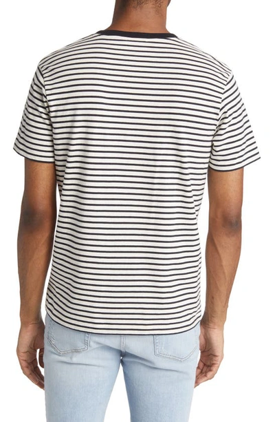 Shop Frame Stripe Crewneck T-shirt In Off White/ Noir Multi