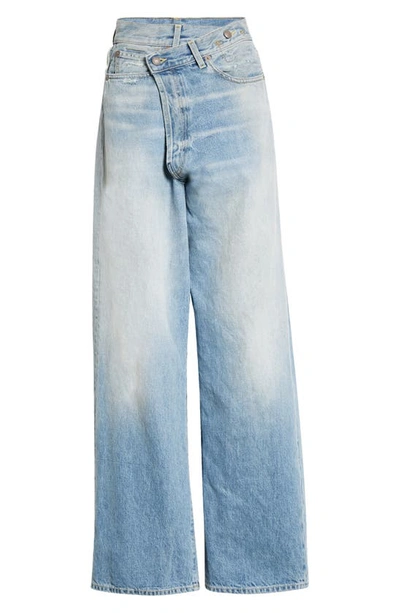 Shop R13 Crossover Wide Leg Jeans In Irving Blue