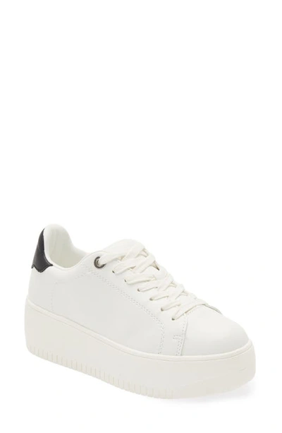 Shop Steve Madden Rockaway Platform Sneaker In White/ Black