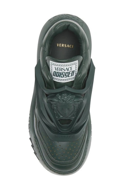 Shop Versace Odissea Sneaker In Dark Forest Green- Gold