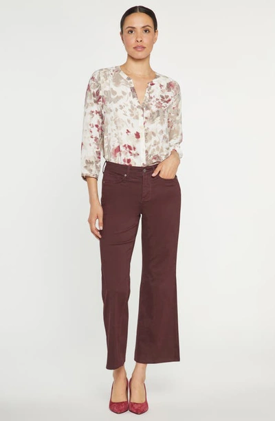 Shop Nydj Sateen Relaxed Flare Jeans In Eggplant