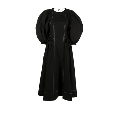 Shop Rejina Pyo Black Etta Puff Sleeve Open-back Midi Dress
