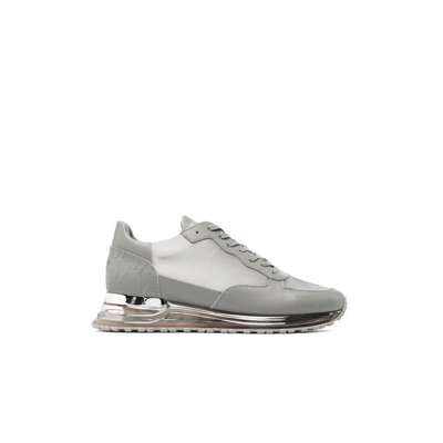 Shop Mallet Grey Popham Translucent Sole Sneakers - Men's - Calf Leather/fabric/satin/rubber In Gas Satin Grey