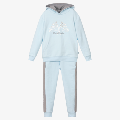 Shop Mitch & Son Boys Pale Blue Hooded Tracksuit