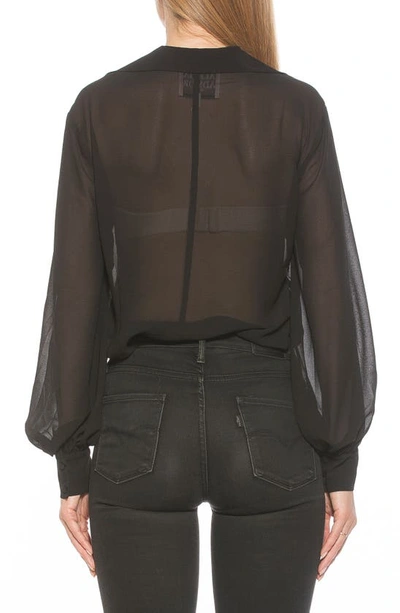 Shop Alexia Admor Mila Long Sleeve Chiffon Blouse In Black