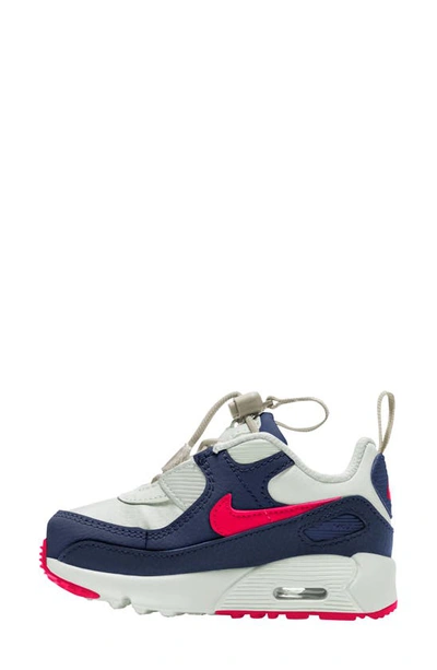 Shop Nike Kids' Air Max 90 Toggle Sneaker In Summit White/ Crimson