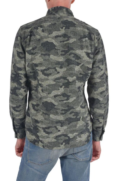 Shop Kato The Ripper Slim Fit Camouflage Brushed Button-up Shirt In Military Green