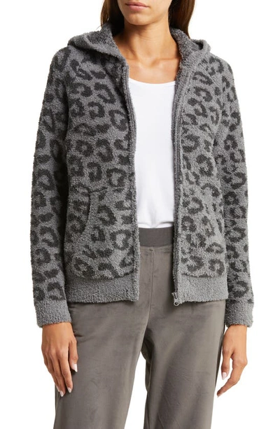 Shop Barefoot Dreams Cozychic™ Cheetah Print Zip Hoodie In Graphite/ Carbon