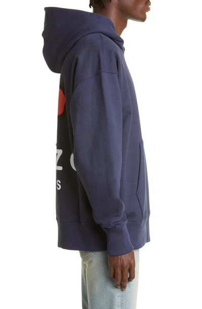 Shop Kenzo Boke Flower Oversize Graphic Hoodie In Midnight Blue