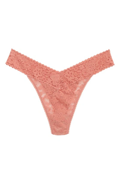 Shop Hanky Panky Daily Lace Original Rise Thong In Antique Rose Pink