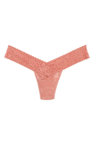 Shop Hanky Panky Daily Lace Low Rise Thong In Antique Rose Pink