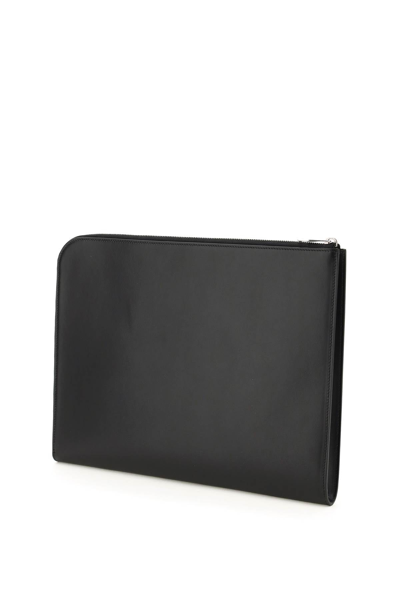 Shop Alexander Mcqueen Leather Document Holder Pouch In Black