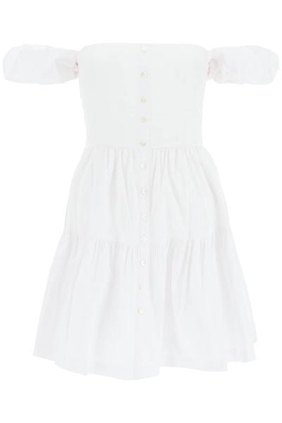 Shop Staud Elio Cotton Mini Dress In White