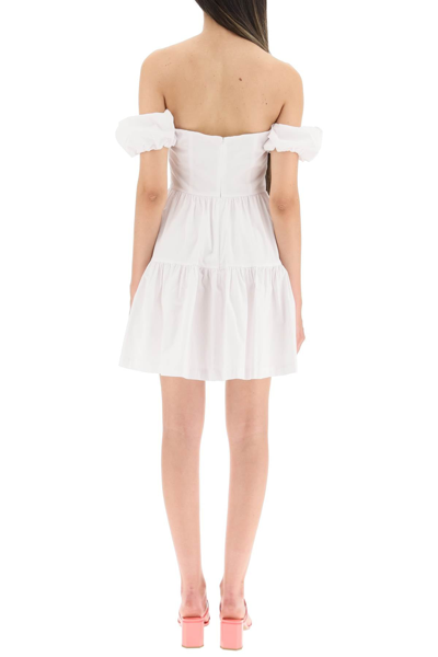 Shop Staud Elio Cotton Mini Dress In White