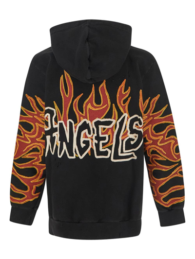 Shop Palm Angels Graffiti Flames Hoodie In Black