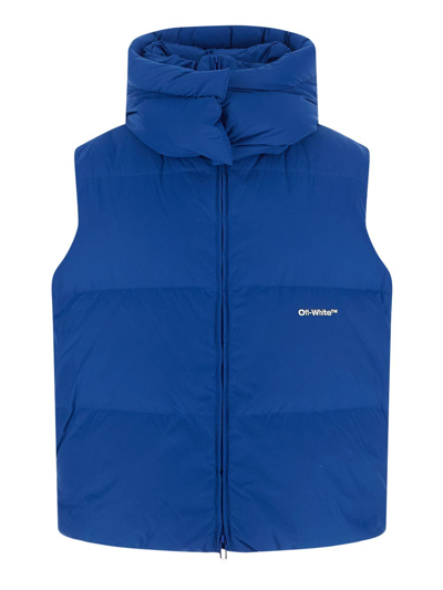 Shop Off-white Bounce Hooded Down Vest In Blue