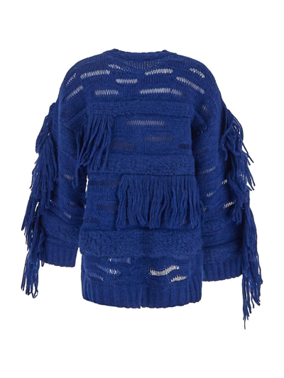 Shop Stella Mccartney Airy Knit Sweater In Blue