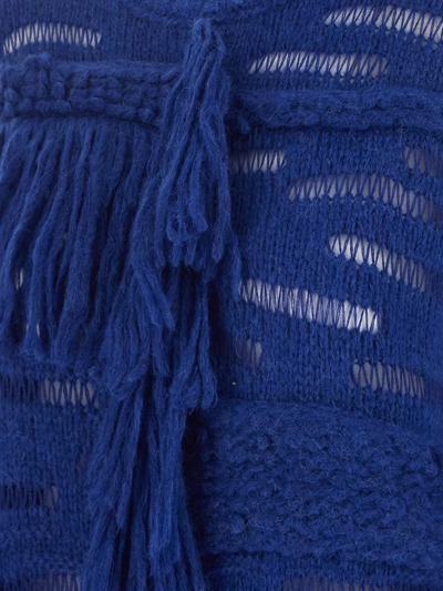 Stella Mccartney Fringed Alpaca Wool-blend Sweater In Blue