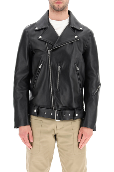 Shop Acne Studios Leather Biker Jacket In Black