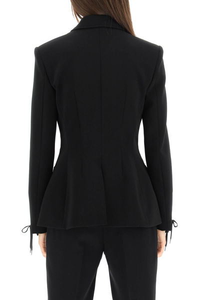 Shop Moschino Slim Fit Blazer With Lacing In Black