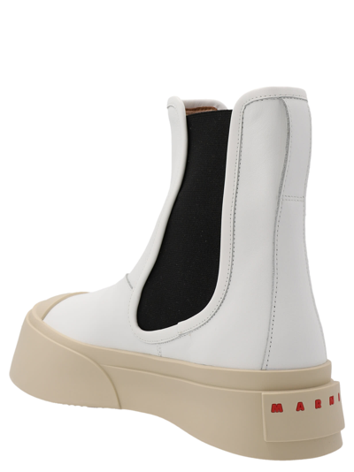 Marni Pablo Ankle Boots In Luxurious Nappa Leather In White/black