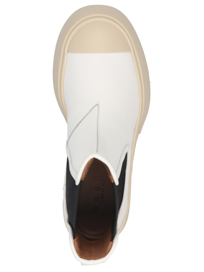 Marni Pablo Ankle Boots In Luxurious Nappa Leather In White/black