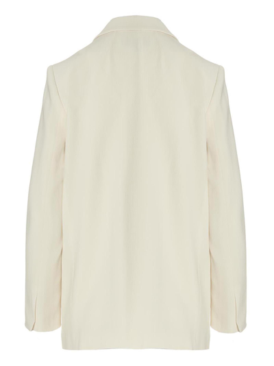 Shop Theory Single-breasted Texture Blazer Jacket In White