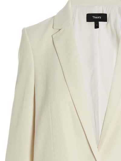 Shop Theory Single-breasted Texture Blazer Jacket In White