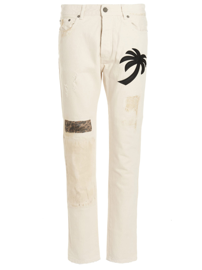 Shop Palm Angels Patches Jeans In White