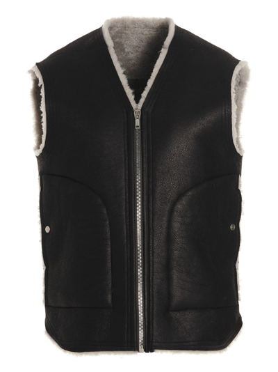 Shop Rick Owens Sheepskin Vest In Black