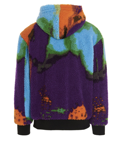 Shop Msgm Multicolor Teddy Hooded Jacket