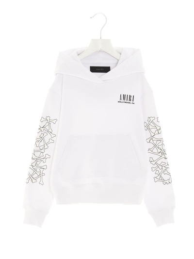 Shop Amiri Bones Hoodie In White