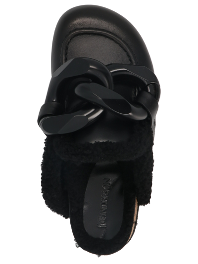 Shop Jw Anderson Chain Shearling Mules In Black