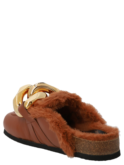 Shop Jw Anderson Chain Eco Fur Mules In Brown